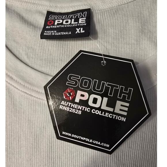 XL South‎ Pole White Ladies Ribbed T-shirt NWT Pit to Pit 17" Length 27 - Picture 3 of 4
